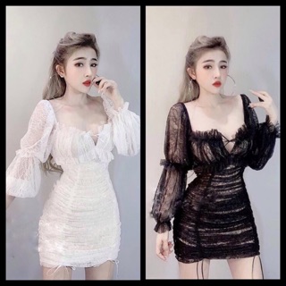 ĐẦM REN NHÚN 2 LỚP ( KÈM HÌNH THẬT )