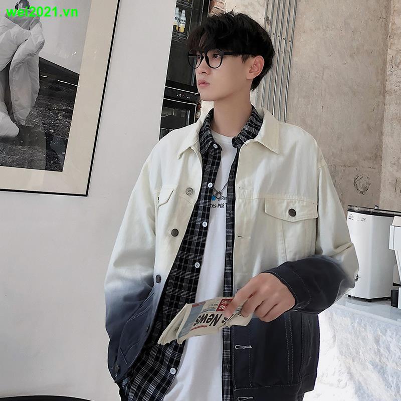 Áo khoác sơ mi denim dáng rộng màu gradient phong cách Hàn Quốc mới 2020