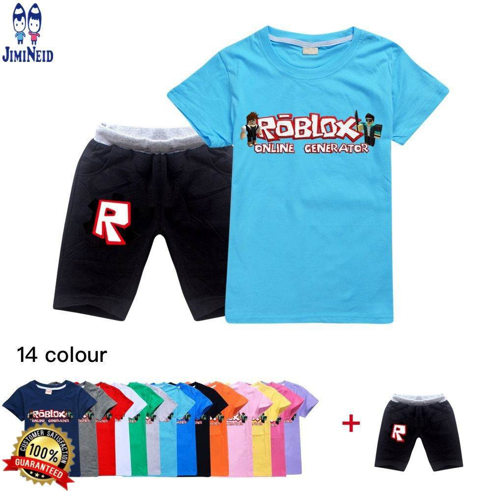 【JD】summer ROBLOX Local Seller Ready Stock Set Kids Short-sleeved cotton T-shirt + shorts 2-piece set