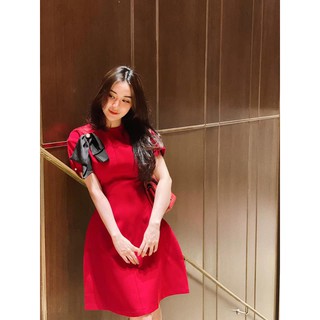 LAVIEM - Đầm đỏ nơ đen Emmy