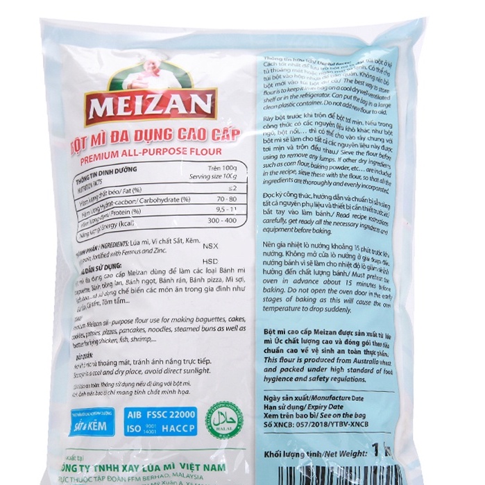 Bột mì đa dụng Meizan gói 500g, 1kg