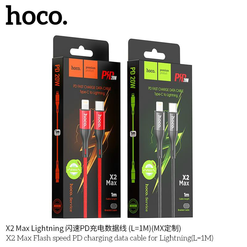 Cáp sạc Hoco X2 Max TypeC to TypeC 60W / TypeC to LN 20W, dài 1M  - Nhất Tín Computer