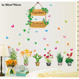 decal dán tường vườn hoa