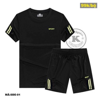 Đồ bộ nam, bộ đồ đen logo Sport cao cấp