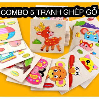 Combo 5 Tranh Ghép gỗ 3D Ngộ Nghĩnh - Đồ chơi xếp hình, lắp ráp Phát triển kỹ năng cho bé