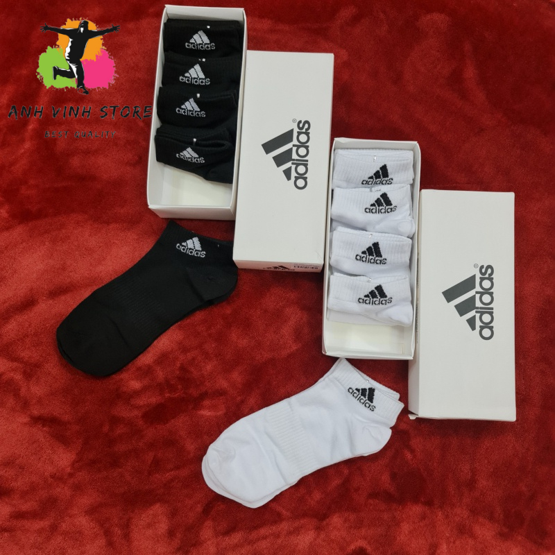 Vớ Adidas cổ ngắn nam nữ thể thao hộp 5 đôi cao cấp