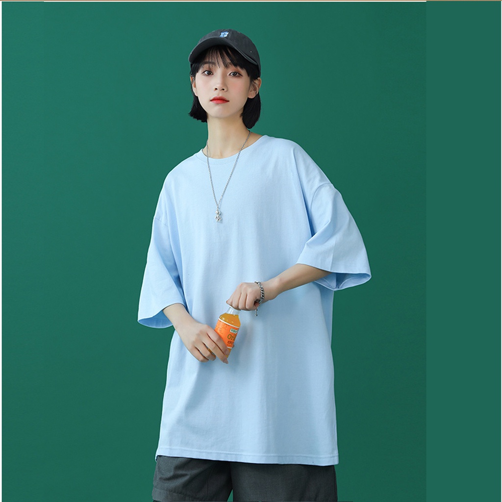 Áo thun tay lỡ trơn ❄ XANH BIỂN ❄ phông Unisex nam nữ tee oversize form rộng pull Ulzzang Streetwear Hàn Quốc vải mềm