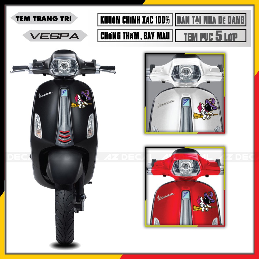 Tem Xe Vespa Sprint/Primavera/GTS/LX Phi Hành Gia Cưỡi Chổi | VP24 | Tem Rời Xe Vespa Cao Cấp