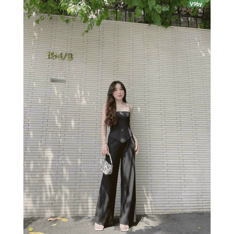 SÉT BỘ NỮ THUN GÂN ÁO HAI DÂY QUẦN DÁNG RỘNG TÔN DÁNG BODY CỰC HOT PU