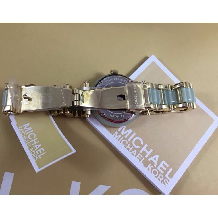 Đồng hồ nữ Michael Kors MK4317 dây đá màu xanh ngọc viền vàng