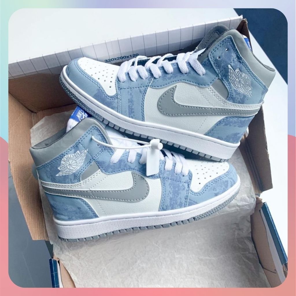 Giày 𝐉𝐨𝐫𝐝𝐚𝐧 1  hyper royal xanh nỉ cao cổ mới, Giày JD1 xanh loang nam nữ hot nhất 2022