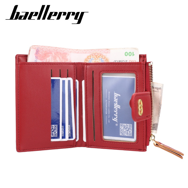 Ví Nữ Mini Cầm Tay Hàng Hiệu BAELLERRY Gập Hai Họa Tiết Cách Điệu Đựng Giấy Tờ - NR063