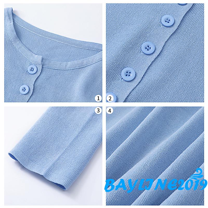 Áo cardigan dệt kim cổ tròn màu sắc đơn giản quyến rũ cho nữ