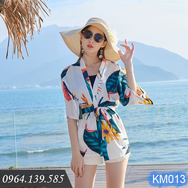 Kimono đi biển cao cấp, họa tiết mùa hè rực rỡ, có size