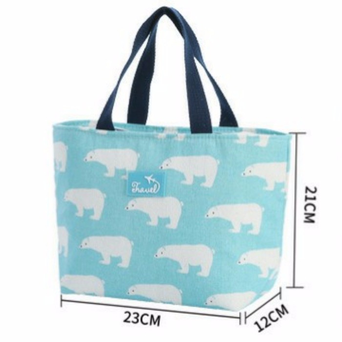 Túi đựng cơm vải Oxford SIZE LỚN hình cá voi lót giấy nhôm (size 23x12x21cm)
