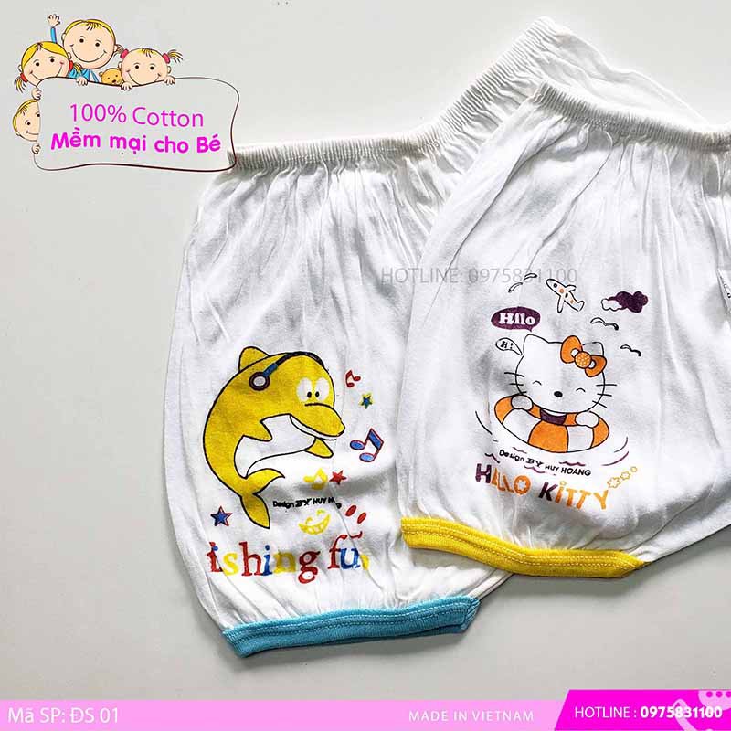 Quần đùi sơ sinh 100% cotton made in việt nam ( sơ sinh - 2 tuổi )