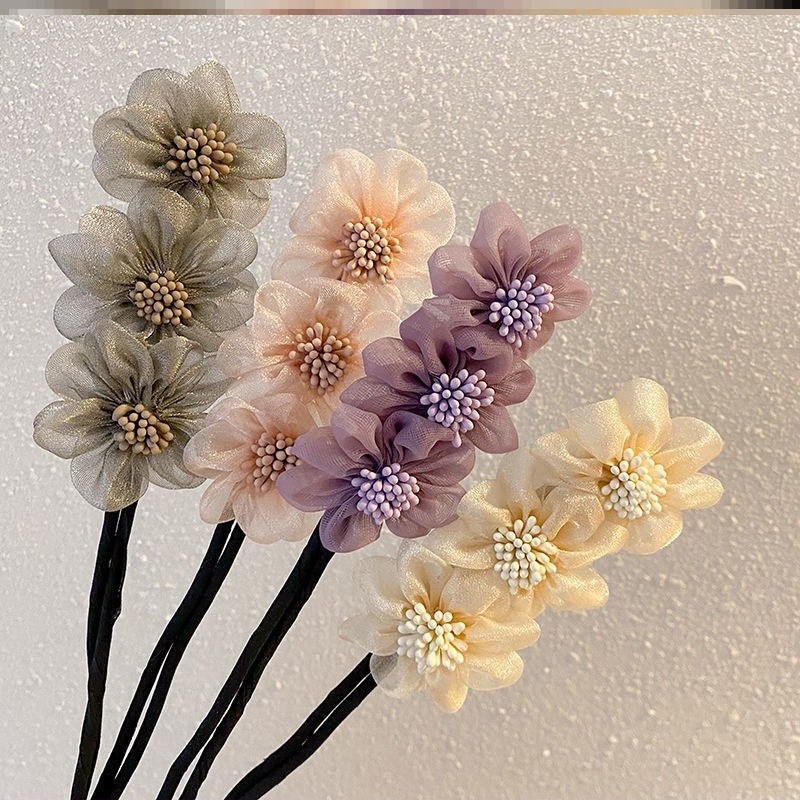 Dây Cột Tóc Ba Bông Cúc Nhỏ Dễ Thương Phong Cách Hàn Quốc Cho Nữ