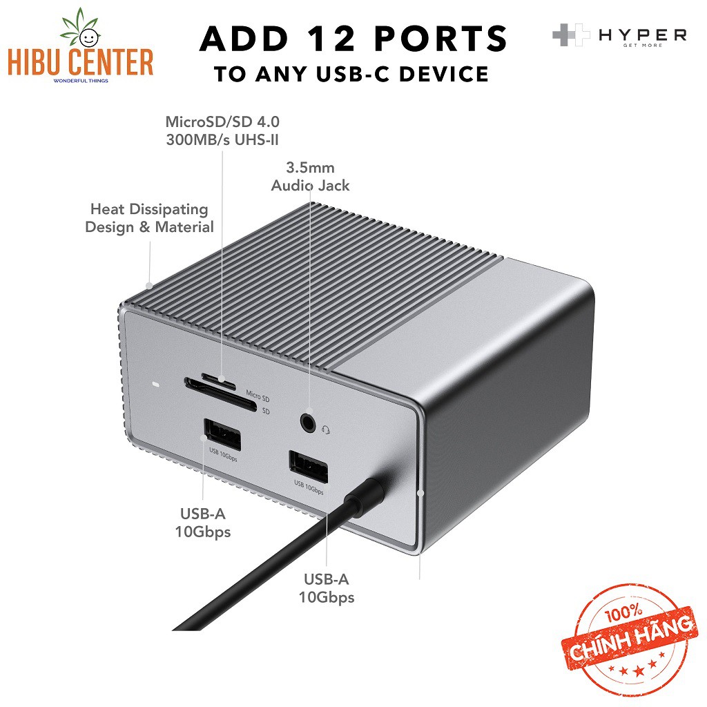 [USB-C HUB GEN2] Cổng Chuyển HYPERDRIVE GEN2 12-IN-1 For Macbook, Ipad Pro 2018-2020, PC &amp; Devices (G212). CHÍNH HÃNG