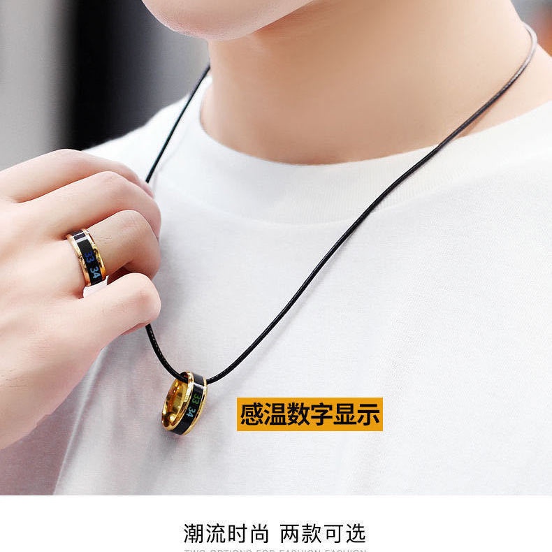 Korean version of high-precision body temperature ring Smart temperature ring men's trendy personali