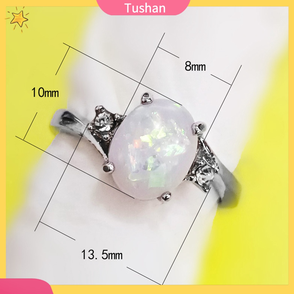 Nhẫn Đính Hôn Đính Đá Opal Nhân Tạo Thời Trang