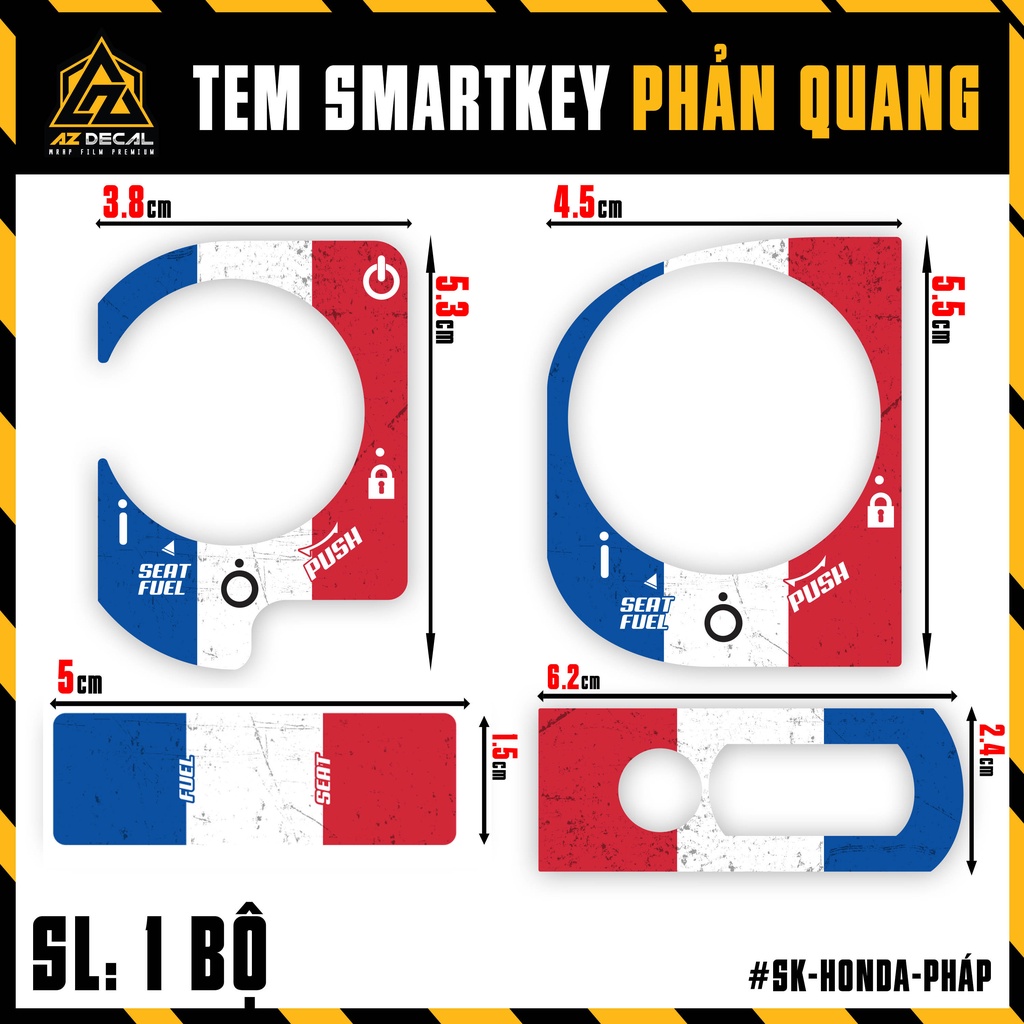 Decal Phản Quang Dán Khóa Thông Minh Smartkey Honda SH, Vision, Vario, Winner, Airblade,... | SK-HONDA-PHÁP