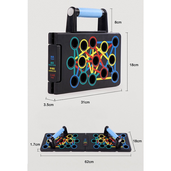 Bộ Dụng Cụ Chống Đẩy Đa Năng, 9 Vị trí, Gấp Gọn, Tập Ngực, Vai Lưng, Tay