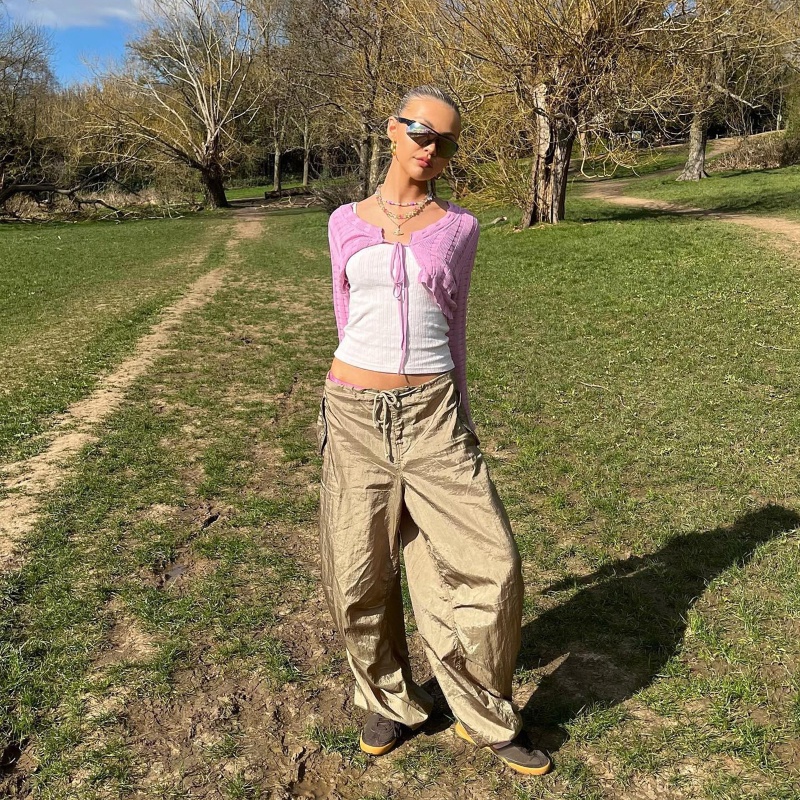 Áo Khoác Cardigan Dệt Kim Y2K Tay Dài Phối Dây Cột Chống Nắng Gợi Cảm Cho Nữ