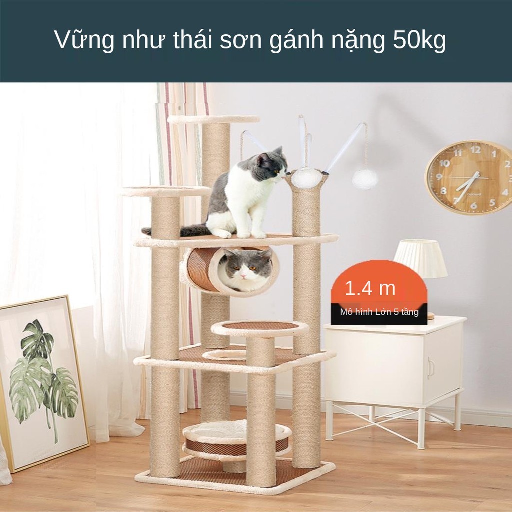 Một phụ kiện tường sisal chống mài mòn đăng nhập đồ chơi bằng gỗ treo lưới lớn màu đỏ thú cưng mèo leo khung bảo v