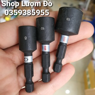 Đầu bắn tôn bosch 8mm 10mm 13mm thép đen, nam châm cứng