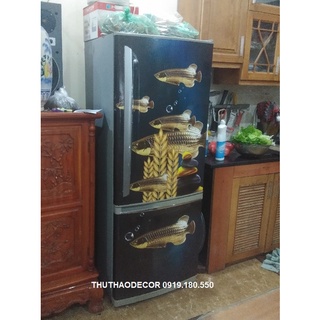Decal dán tủ lạnh Cá Chép Rồng sang trọng chất liệu cao cấp dễ lau chùi, không bong tróc ( sỉ lẻ toàn quốc)