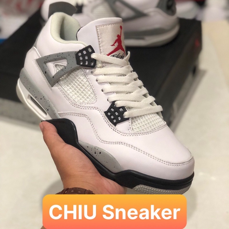 Giày sneaker nam nữ Jordan 4 retro White Grey Phiên bản cao cấp da thật giày nam nữ Jordan 4 trắng xám