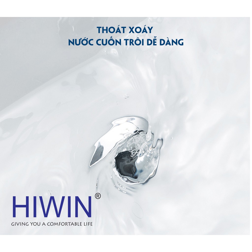 Chậu rửa mặt lavabo tròn trắng sứ cao cấp kích thước 510*425*150mm Hiwin LP-8085