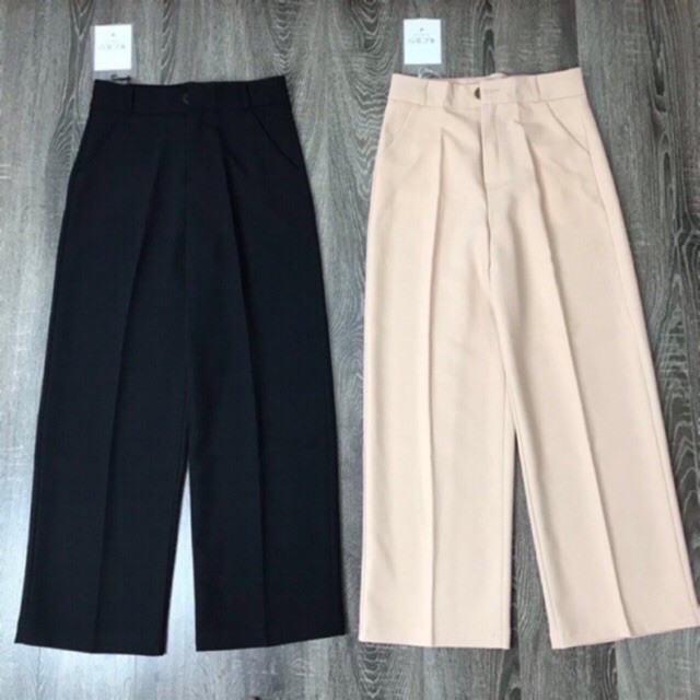 [ Quà Tặng Dây Buộc Tóc Bạn Nhé] Quần culottes ống rộng suông dài chất dày lưng cao cài nút.