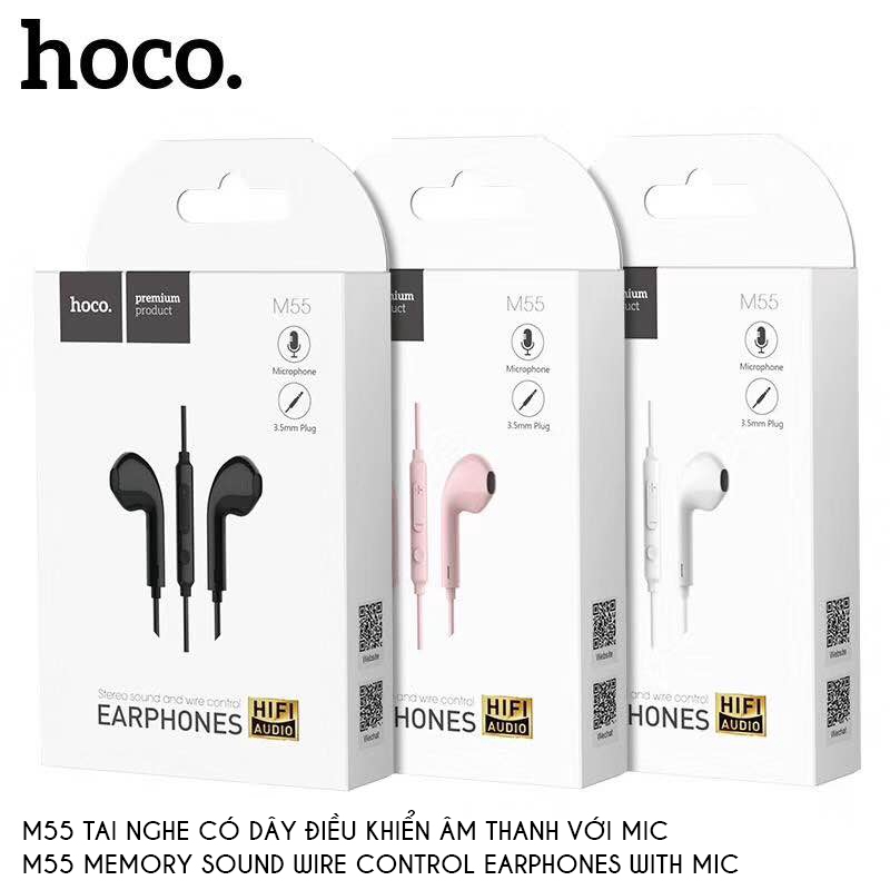 Tai nghe có dây chính hãng Hoco M55 Memory sound jack 3.5mm Tai nghe iphone 5 5s 6 6s 6 plus 6s plus - Awifi Case H2-4