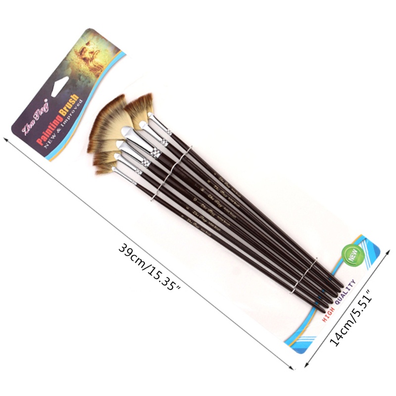 Set 6 Cọ Vẽ Tranh Sơn Dầu Nghệ Thuật DIY Hình Quạt Tay Cầm Bằng Sợi Nylon