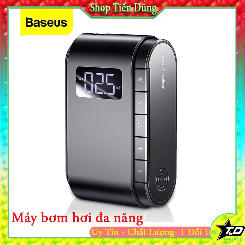 Máy bơm lốp cho xe hơi baseus chính hãng tích hợp đèn pin và kim bơm