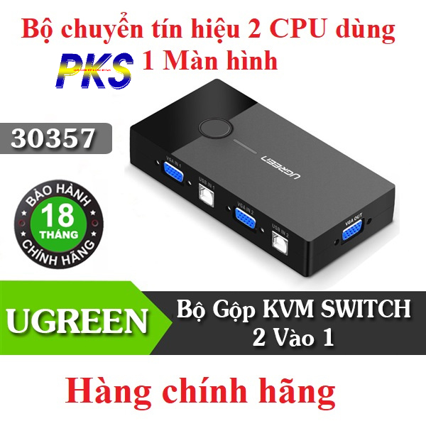 Bộ chuyển tín hiệu 2 CPU dùng 1 Màn hình KVM Switch USB Ugreen 30357 - 30357