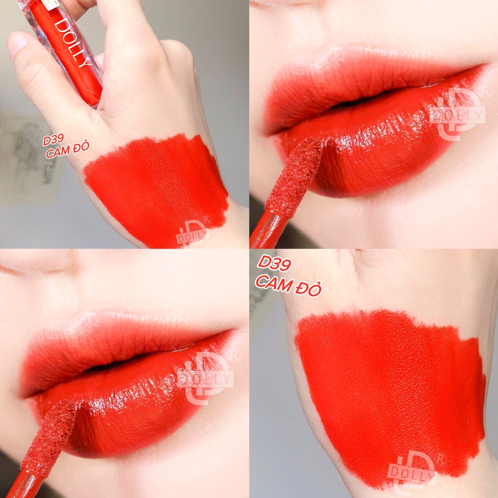 Son Kem Lì DOLLY DIAMOND VELVET Không Chì Cao Cấp NEW 2022 Màu Cam Đỏ