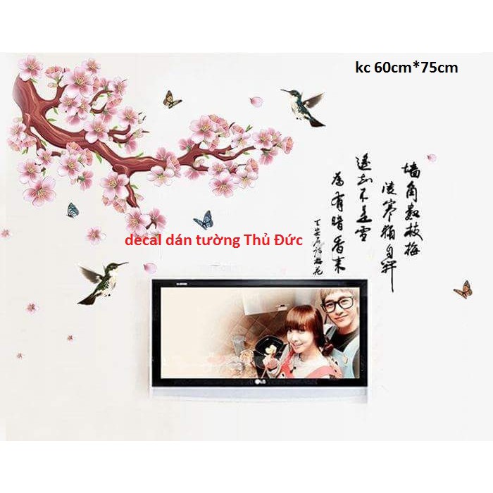 decal dán tường hoa đào