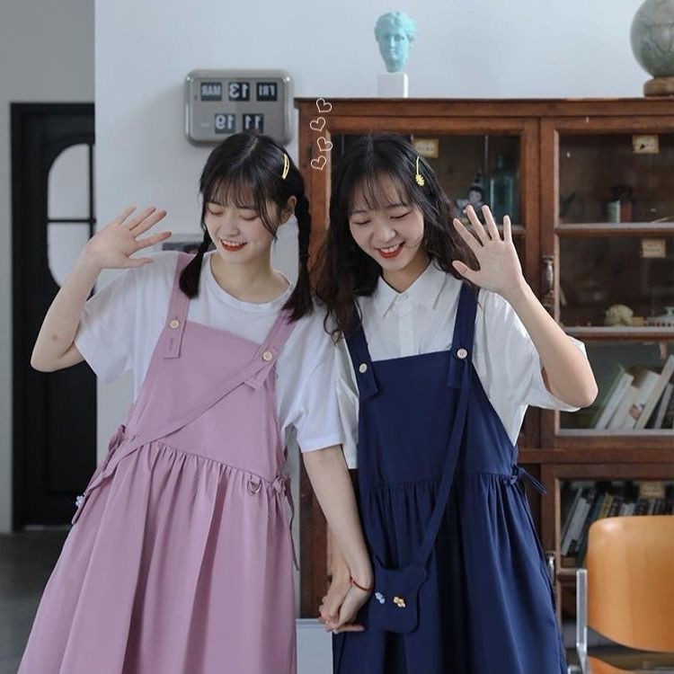 Phong cách mùa hè bạn gái ăn mặc đại học Kiểu váy lửng không tay dành cho nữ sinh Phiên bản Hàn Quốc dài ngang