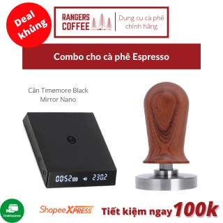 Combo dụng cụ pha cà phê Espresso | Bao gồm cân điện tử Timemore Black Mirror và cục nén trợ lực tay cầm gỗ | BH 6T