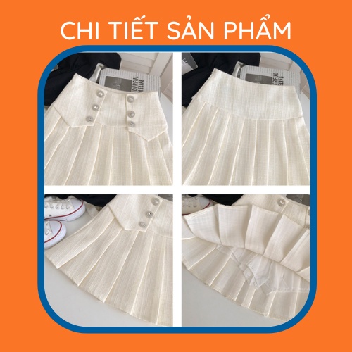 Chân váy Tweed xếp ly dáng chữ A phối khuy | BigBuy360 - bigbuy360.vn