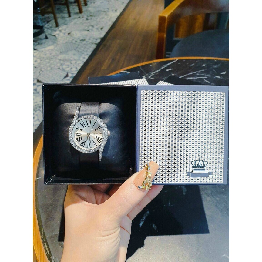 Đồng hồ nữ dây da, đồng hồ đeo tay nữ MICHNA KASS viền đá cao cấp, chống thấm nước, thời trang mới nhất, giá siêu rẻ