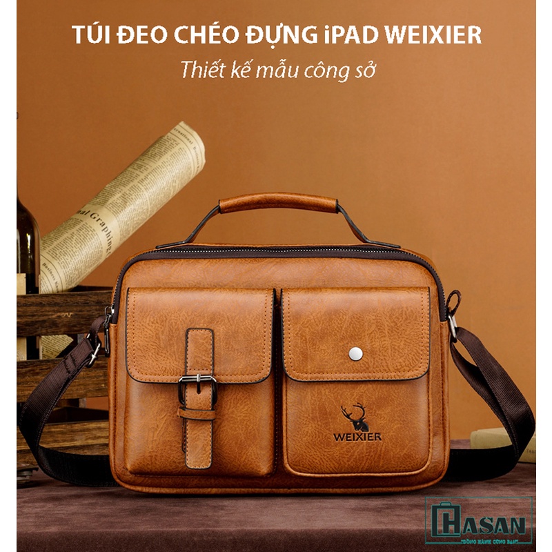 Túi đeo chéo đựng iPad WEIXIER da PU thiết kế mẫu công sở sang trọng