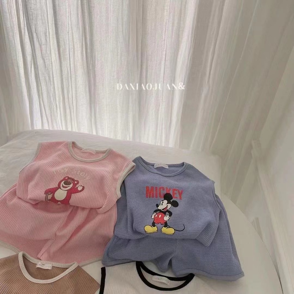 Bộ Áo Sát Nách + Quần Short Kiểu Hoạt Hình Đáng Yêu Cho Bé Trai Mùa Hè Hàn Quốc 2023