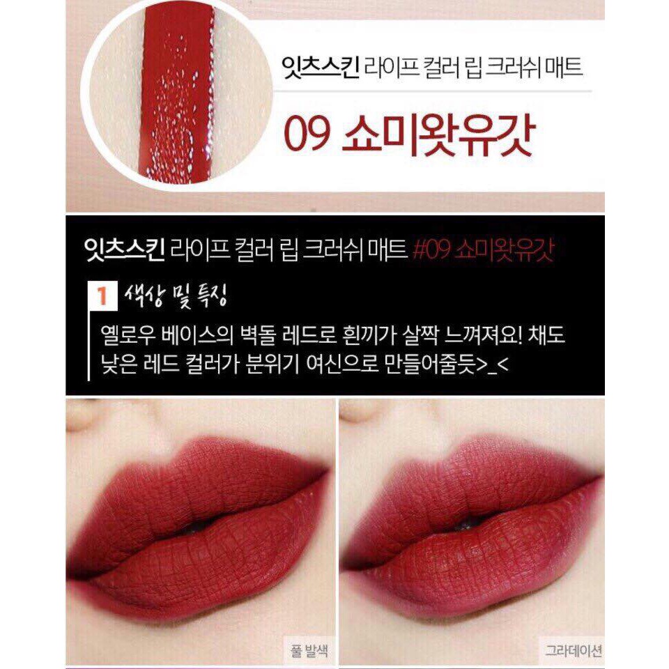 (Hàng có sẵn) Son Kem Siêu Lì It’s Skin Lip Crush Matte Life Color