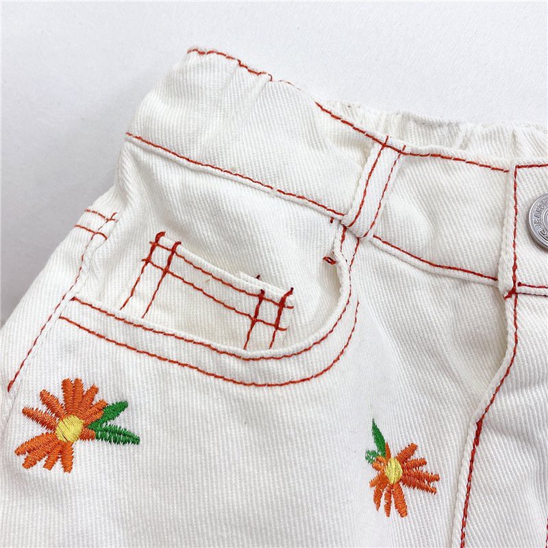 Quần Sooc bé gái, quần short đùi Jean thêu hoa hàng Quảng Châu đẹp cho trẻ em SEKA STORE - 2103.21.CS98