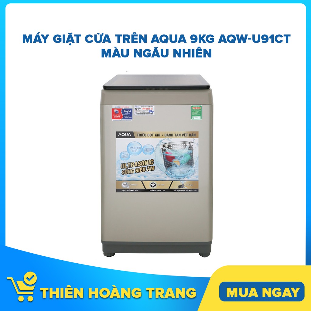 Máy giặt cửa trên Aqua 9kg AQW-U91CT - Màu ngẫu nhiên