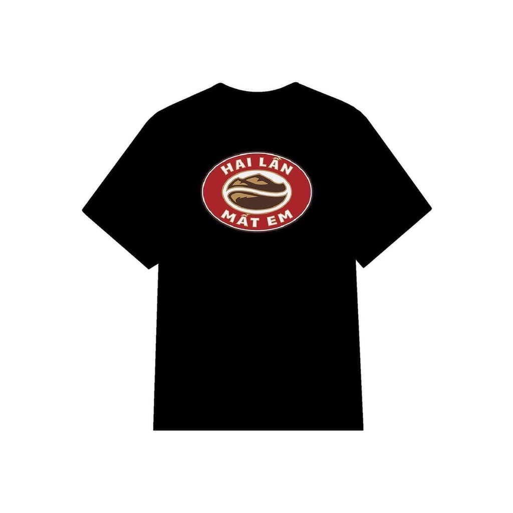 Áo thun unisex nam nữ HAI LẦN MẤT EM cotton form rộng oversize màu đen 100% cotton 2c cao cấp