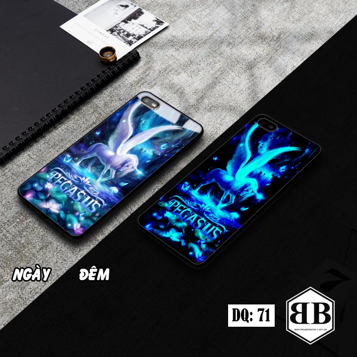 Ốp lưng kính Dạ Quang Oppo A1K / Realme C2 phát sáng trong đêm đầy sắc màu